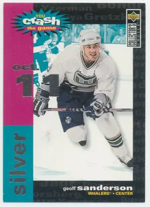 1995-96 COLLECTOR'S CHOICE - GEOFF SANDERSON #C22 YOU CRASH THE GAME SILVER