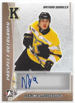 2016-17 ITG Heroes & Prospects Autographs Bronze #PA-ND1 Nathan Dunkley