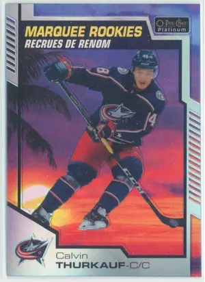 2020-21 O-PEE-CHEE PLATINUM - CALVIN THURKAUF #186 MARQUEE ROOKIES SUNSET