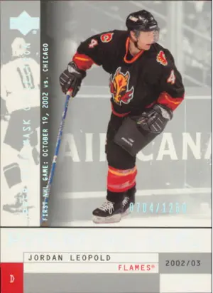 2002-03 MASK COLLECTION - JORDAN LEOPOLD #173 POTENTIAL GEMS RC 704/1250