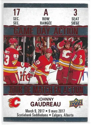 2017-18 Tim Hortons Game Day Action #GDA-3 Johnny Gaudreau