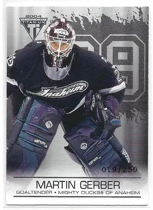 2003-04 Titanium Retail Jersey Number Parallel #1 Martin Gerber (019/250)