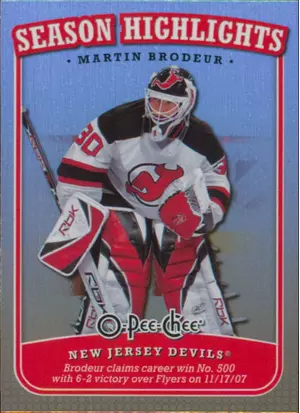 2008-09 O-PEE-CHEE - MARTIN BRODEUR #SH-11 SEASON HIGHLIGHTS