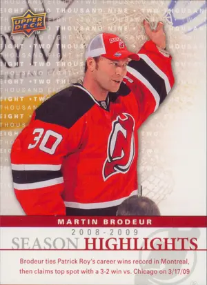 2009-10 UPPER DECK - MARTIN BRODEUR #SH2 SEASON HIGHLIGHTS