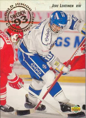 1992-93 UPPER DECK - JERE LEHTINEN #615 WORLD JUNIOR CHAMPIONSHIPS RC