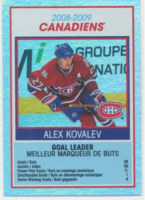 2009-10 O-PEE-CHEE - ALEX KOVALEV #TC16 TEAM CHECKLIST