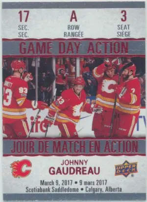 2017-18 TIM HORTONS - JOHNNY GAUDREAU #GDA-3 GAME DAY ACTION