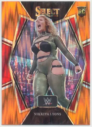 2022 Select WWE - Nikkita Lyons #194 Premier Level Orange Flash Prizm Parallel