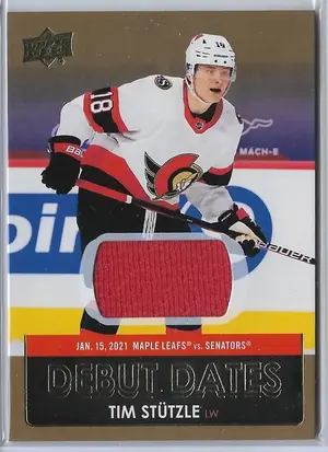 2021-22 Upper Deck Debut Dates Gold Jerseys #DD-7 Tim Stutzle
