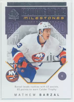 2018-19 SP AUTHENTIC - MATHEW BARZAL #RYM-MB ROOKIE YEAR MILESTONES