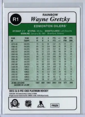 2015-16 OPC Platinum Rainbow Retro Wayne Gretzky