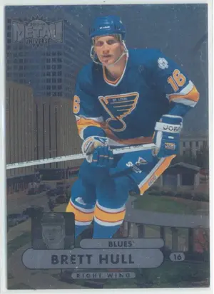 2013-14 FLEER SHOWCASE - BRETT HULL #MU-27 METAL UNIVERSE