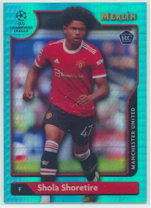 2021-22 Topps Merlin Collection Chrome UCL - Shola Shoretire #35 Rookie Aqua Prism Refractor Parallel