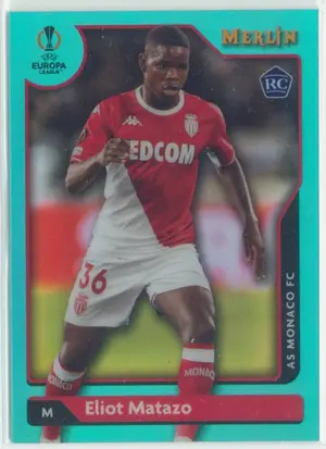 2021-22 Topps Merlin Collection Chrome UCL - Eliot Matazo #31 Rookie Aqua Refractor Parallel 150/199