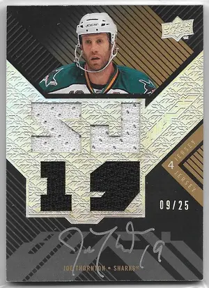 2008-09 UD Black Autograph Jersey #BAJ-TH Joe Thornton (09/25)