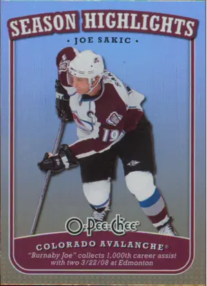 2008-09 O-PEE-CHEE - JOE SAKIC #SH-9 SEASON HIGHLIGHTS