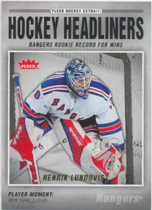 2006-07 FLEER - HENRIK LUNDQVIST #HL10 HOCKEY HEADLINERS