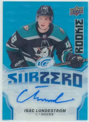 2018-19 ICE - ISAC LUNDESTROM #SZ-48 SUBZERO BLUE AUTOGRAPHS