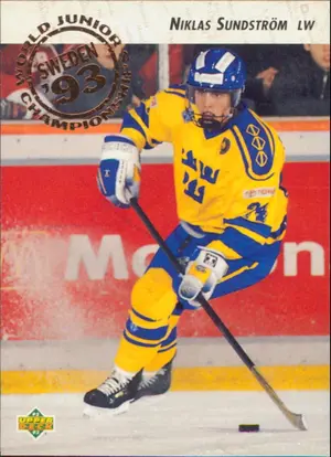 1992-93 UPPER DECK - NIKLAS SUNDSTROM #597 WORLD JUNIOR CHAMPIONSHIPS RC