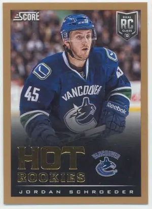 2013-14 SCORE - JORDAN SCHROEDER #637 HOT ROOKIES GOLD