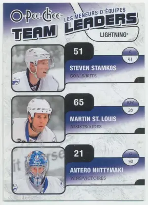 2010-11 O-PEE-CHEE - STEVEN STAMKOS/MARTIN ST. LOUIS/ANTERO NIITTYMAKI #TL-27 TEAM LEADERS