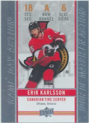 2018-19 TIM HORTONS - ERIK KARLSSON #GDA-6 GAME DAY ACTION