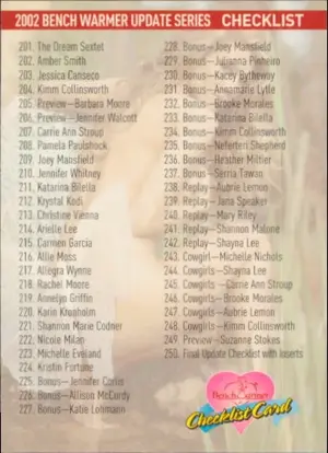 2002 Benchwarmer - Checklist #250
