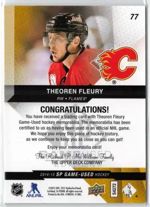 2014-15 SPGU Theoren Fleury Jersey Calgary Flames