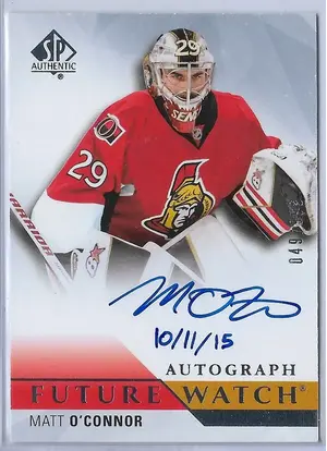 2015-16 SP Authentic (Future Watch) Inscribed #255 Matt O'Connor RC (049/999)