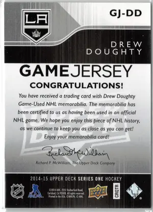 2014-15 UD Drew Doughty GU Jersey Los Angeles Kings