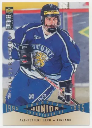 1995-96 COLLECTOR'S CHOICE - AKI-PETTERI BERG #337 EUROPEAN JUNIOR CHAMPIONSHIPS PLAYER'S CLUB