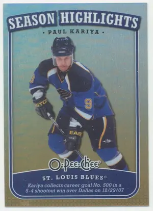 2008-09 O-PEE-CHEE - PAUL KARIYA #SH-14 SEASON HIGHLIGHTS