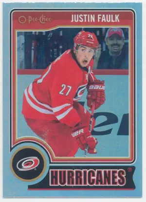 2014-15 O-PEE-CHEE - JUSTIN FAULK #100 RAINBOW FOIL
