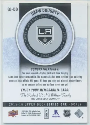 2015-16 Upper Deck Drew Doughty Game Jersey #GJ-DD