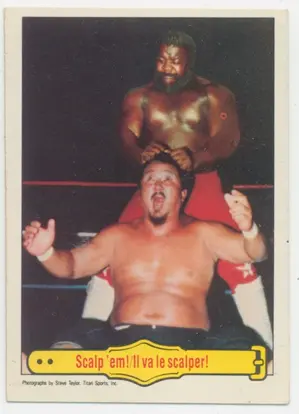 1985 O-Pee-Chee WWF - Junkyard Dog/Mr. Fuji #24 "Scalp 'em!" RC⚠️