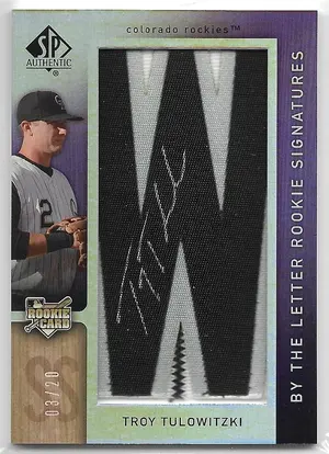 2007 SP Authentic #129 Troy Tulowitzki 'W' (By The Letter Rookie Signatures) (03/20)