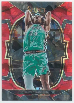 2022-23 Panini Select - Devin Vassell #64 Concourse Red Cracked Ice Prizm Parallel