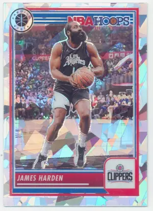 2023-24 Panini NBA Hoops Premium Stock - James Harden #77 Ice Prizm Parallel