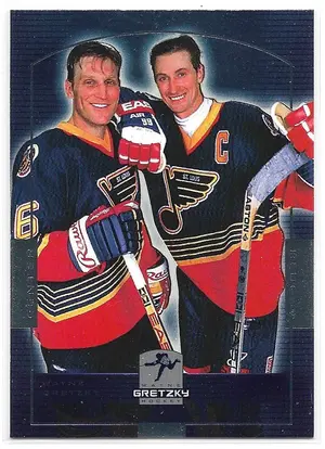 1999-00 UD Wayne Gretzky Hall of Fame Career #HOF21 Wayne Gretzky (w/ Brett Hull)