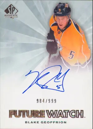 2011-12 SP AUTHENTIC - BLAKE GEOFFRION #233 FUTURE WATCH 984/999