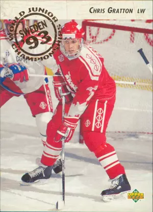 1992-93 UPPER DECK - CHRIS GRATTON #590 WORLD JUNIOR CHAMPIONSHIPS RC