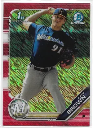 2019 Bowman Chrome Prospects Red Shimmer Refractor #BCP-152 Zack Brown (1st) (09/10)