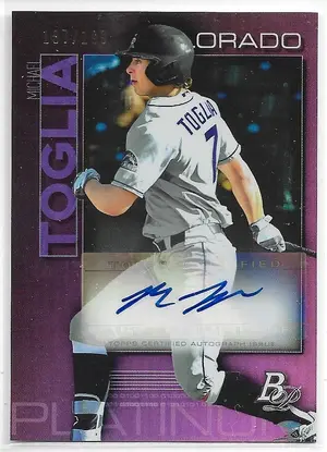 2020 Bowman Platinum Top Prospects Autographs Purple #TOP-83 Michael Toglia (187/199)