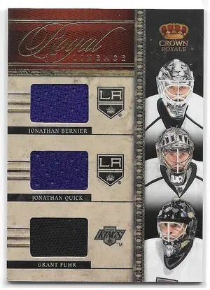 2011-12 Crown Royale Royal Lineage Materials #10 Jonathan Bernier, Jonathan Quick & Grant Fuhr