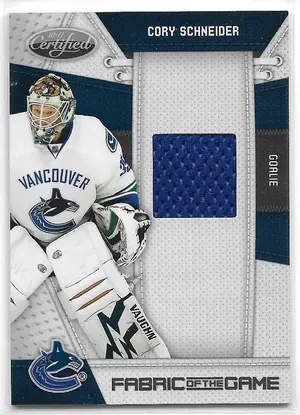 2010-11 Certified Fabric of the Game #COS Cory Schneider (208/250)
