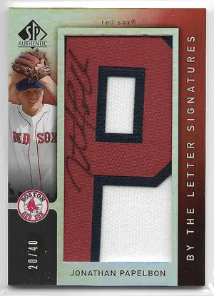 2007 SP Authentic By The Letter Signatures #BL-41 Jonathan Papelbon 'P' (20/40)