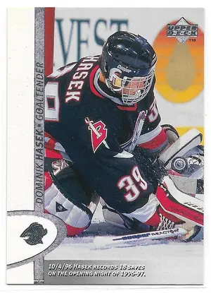 1996-97 Upper Deck #222 Dominik Hasek (Rare White Border Misprint!)