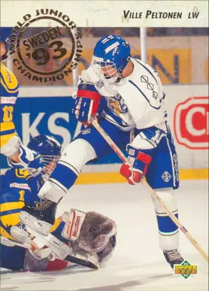 1992-93 UPPER DECK - VILLE PELTONEN #616 WORLD JUNIOR CHAMPIONSHIPS RC