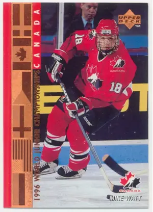 1995-96 UPPER DECK - MIKE WATT #536 WORLD JUNIOR CHAMPIONSHIPS RC