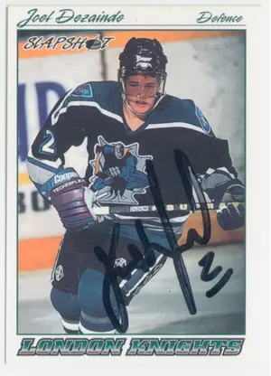 1995-96 SLAPSHOT - JOEL DEZAINDE #158 AUTOGRAPH